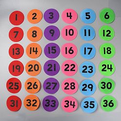 (52) Непрозрачная лаванда Маркеры круглой формы маркеры для ковра, сиденья нейлоновый крючок и петля, число 1~36, разноцветные, 100x2 мм, 36 шт / комплект