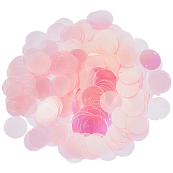 Pink 50g декоративные аксессуары из ПВХ с пайетками/блестками, подвески, плоско-круглые, розовые, 20x0.3 мм, отверстие : 1.5 мм