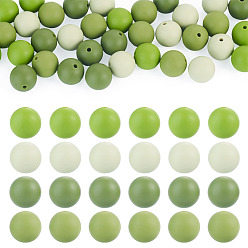 Gris Oliva 40 piezas 4 colores perlas focales redondas de silicona, verde oliva, 15 mm, agujero: 2 mm, 10 piezas / color