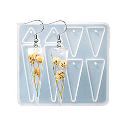 Треугольник DIY силиконовые формы кулон, формы для литья смолы, белые, треугольник шаблон, 84x76x5.7 мм, отверстие : 2 мм, внутренний диаметр: 12~51.5x14.5~15.5 мм