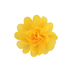 Gold Handgefertigte gewebte Ornament-Accessoires, 3d Blume aus Chiffonstoff, Gold, 50 mm