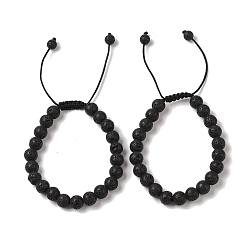 Лавовый камень 8Мм круглые браслеты из плетеных бусин из натурального лавового камня, регулируемые браслеты из нейлонового шнура для женщин и мужчин, внутренний диаметр: 1-7/8~2-7/8 дюйм (4.9~7.3 см)