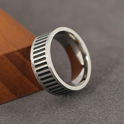 Edelstahl Farbe 201 Edelstahl-Finger-Ringe für Männer, Streifen, Edelstahl Farbe, 8 mm, Innendurchmesser: 18 mm