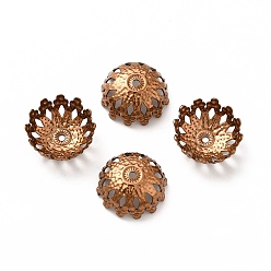 Кофейно-Золотой Ионное покрытие (ip) 304 причудливые колпачки из нержавеющей стали, цветок, мульти-лепесток, кофе золотой, 12.5x12x5 мм, отверстие : 1 мм