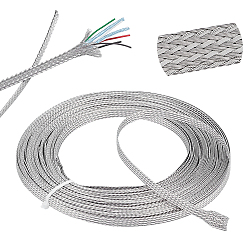 Stainless Steel Color 304 Stainless Steel Wire Braided Strap, Flat, Stainless Steel Color, 5~6x0.5mm