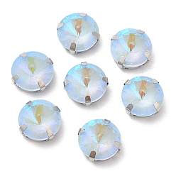 Свет Сапфира Мокко флуоресцентный(ми) плоский круглый пришитый страз, многожильных ссылки, с настройками латуни, аксессуары для одежды, света сапфир, 12.5x7 мм, отверстие : 1.2 мм