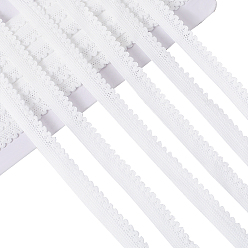 Белый Эластичная кружевная отделка из полиэстера, для пошива одежды, белые, 1/2 дюйм (12 мм)