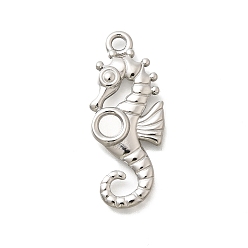 Нержавеющая Сталь Цвет 304 Настройки кабошон из нержавеющей стали кулон, морской конек, цвет нержавеющей стали, лоток : 4 мм, 31.5x13x2.5 мм, отверстие : 2.2 мм