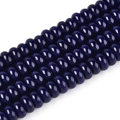 Полуночно-синий Выпечка краска бисер пряди, рондель, темно-синий, 6x3 мм, отверстие : 1 мм, около 118~121 шт / нитка, 14.96~15.31'' (38~38.9 см)