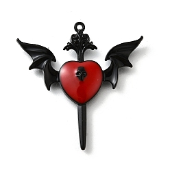 Wing Подвески из эмали в готическом стиле, чёрные, крыло, 37.5x36.5x5 мм, отверстие : 1.4 мм