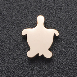 Rose Gold 201 Stainless Steel Charms, for Simple Necklaces Making, Stamping Blank Tag, Laser Cut, Tortoise, Rose Gold, 8x6x3mm, Hole: 1.8mm