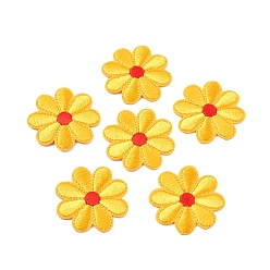 Золотистый Компьютеризированная вышивка тканью утюжок на / шить на заплатках, аксессуары для костюма, аппликация, подсолнечник, золотые, 40x1.5 мм