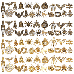 (52) Непрозрачная лаванда 80 шт 20 стили подвески из сплава в тибетском стиле, темы хэллоуина, разноцветные, 9~39x9~23x2~5 мм, отверстие : 1.2~1.8 мм