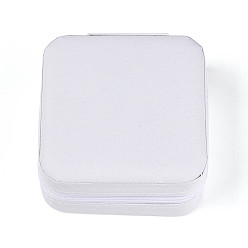 Белый Дым Квадратная коробка для ювелирных изделий из искусственной кожи, дорожный портативный футляр для ювелирных изделий, ящики для хранения на молнии, для ожерелья, Кольца, серьги и подвески, серый, 10x10x5 см