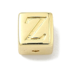 Letter Z Латунные бусины, без кадмия и без свинца, долговечный, стойки покрытие, кубические, реальный 18 k позолоченный, Письмо Z, 6x6x6 мм, отверстие : 1.8 мм