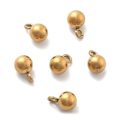 Настоящее золото 18K Ионное покрытие (ip) 304 брелоки из нержавеющей стали, круглый шарм, реальный 18 k позолоченный, 8x5 мм, отверстие : 1.6 мм
