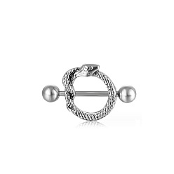 Нержавеющая Сталь Цвет Змея 316 хирургические кольца для сосков из нержавеющей стали, цвет нержавеющей стали, 16 мм