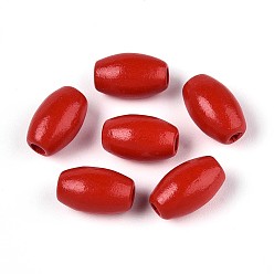 Красный Окрашенные распылением деревянные бусины Schima, рис, красные, 9.5~10x6~6.5 мм, отверстие : 1.8~2 мм