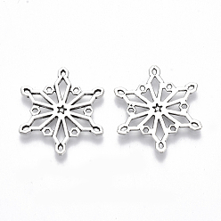 Antique Silver Tibetan Style Alloy Pendants, Lead Free & Cadmium Free, Snowflake, Antique Silver, 25x22x1.5mm, Hole: 0.7mm, about 350pcs/500g