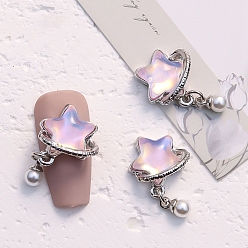 Бледно-Розовый Кабошоны из сплава звезд и планет, ногтей декоративные аксессуары, платина, розовый жемчуг, 12.5x18 мм