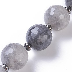 Wolkiger Quarz Naturtrüben Quarzperlen Stränge, facettiert, Runde, 30~30.5 mm, Bohrung: 2 mm, ca. 6 Stk. / Strang, 7.4 Zoll (19 cm)