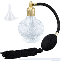 Черный Стекло PVE из оксида алюминия, легкий роскошный ретро-флакон для духов с подушкой безопасности, прозрачный стеклянный флакон-распылитель, с пластиковой воронкой-загрузочной воронкой и одноразовой пипеткой объемом 3мл, чёрные, 23x6.75x10.8 см, емкость: 100 мл (3.38 жидких унций)