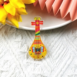 Musical Instruments Большие подвески на акриловых музыкальных инструментах с красочным принтом, пипа, 55x24 мм