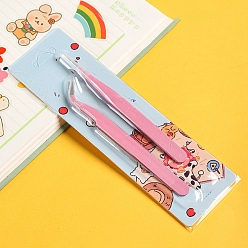 Pink Stainless Steel Tweezers, for DIY Scrapbooking, Pink, 11.5x0.9cm, 2pcs/set