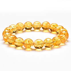 Цитрин Эластичные браслеты из круглых бусин с натуральным цитрином, бусины : 10 мм, 7-1/4~7-1/2 дюйм (18.5~19 см)