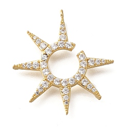 Настоящее золото 18K Латунные микро проложить кубического циркония подвески, без кадмия, без никеля и без свинца, звезда, реальный 18 k позолоченный, 24x22.5x2.5 мм, отверстие : 0.8 мм