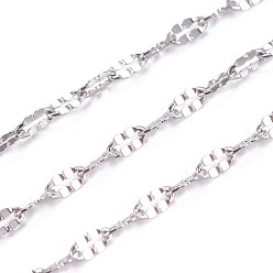 Stainless Steel Color Tarnish Resistant 304 Stainless Steel Dapped Chains, Cable Chains, Soldered, with Spool, Flat Oval, Stainless Steel Color, 3.7x1.8x0.3mm, about 65.61 Feet(20m)/roll