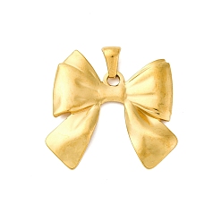 Настоящее золото 18K 201 подвески из нержавеющей стали, очарование бантом, реальный 18 k позолоченный, 25x29x2.5 мм, отверстие : 6x3 мм