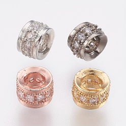 (52) Непрозрачная лаванда Латунные микро проложить кубического циркония бусы, без свинца и без кадмия, баррель, разноцветные, 6.5x4 мм, отверстие : 3 мм