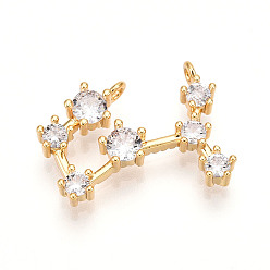 Рыбы Латунные микро проложить кубического циркония подвески, обереги двенадцати созвездий, долговечный, без никеля , реальный 18 k позолоченный, Рыбы, 13.5x18.5x3 мм, отверстие : 1.2 мм