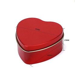 Red Heart Shaped Tinplate Candle Tins with Lid, Empty Candle Jar Containers for Candle Making, Red, 60x59x27mm