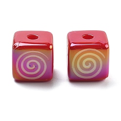 Другие Рождественская тематика уф-покрытие акриловые бусины, радужный, квадратный, вихревые, 14.8x15x15 мм, отверстие : 3.8 мм