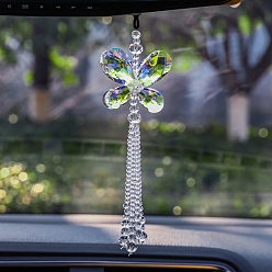 Прозрачный АВ Стеклянные подвески в виде бабочек, кисточка для подвесного украшения на зеркало заднего вида автомобиля, ясно AB, 290 мм