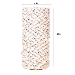 Белый Хлопковые нити с эффектом металлик, макраме шнур, декоративные нитки, для поделок ремесел, упаковка подарков и изготовление ювелирных изделий, золотые, белые, 1.5 мм, около 54.68 ярдов (50 м) / рулон