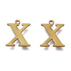 Letter X Вакуумное покрытие pvd 304 подвески из нержавеющей стали, лазерная резка, алфавит, античная бронза, letter.x, 12.5x10.5x0.8 мм, отверстие : 1 мм