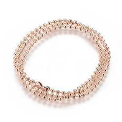 Розовое Золото Нержавеющая сталь мяч цепи ожерелье решений, розовое золото , 21.6 дюйм (55 см), 2.5 мм