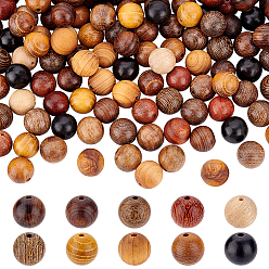 (52) Непрозрачная лаванда 150 шт 10 цвета деревянных бусин, неокрашенными, круглые, разноцветные, 10 мм, отверстие : 1~1.8 мм, 15 шт / цвет