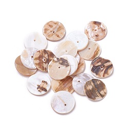 Brun De Noix De Coco Perles de coquille d'eau douce, disque / plat rond, perles heishi, brun coco, 16.5~19x1.5~3mm, trou: 0.8~1.2 mm, environ 470 pcs / 500 g