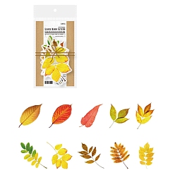 Yellow Autumn Leaf PET Sticker Labels, Self-adhesion, for Suitcase, Skateboard, Refrigerator, Helmet, Mobile Phone Shell, Yellow, 70~100mm, 10pcs/set