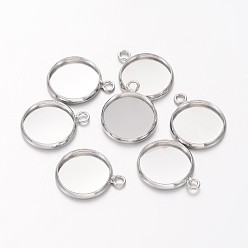 Платина Сеттинги для кулона (кабошонов), латунь , чашки безель с краями, плоско-круглые, без свинца и без кадмия, платина, лоток : 12 мм, 17x14x2 мм, отверстие : 1.5 мм