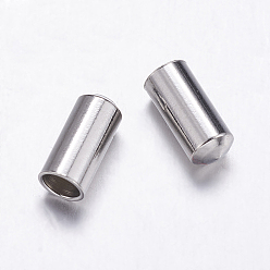 Stainless Steel Color 304 Stainless Steel Cord Ends, End Caps, Column, Stainless Steel Color, 8x4mm, Inner Diameter: 3mm