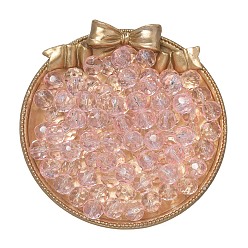 Светло-Коралловый 50шт 1 набор стеклянных бусин, прозрачный, круглые, граненые, свет коралловый, 9.5~10x9 мм, отверстие : 1.6 мм