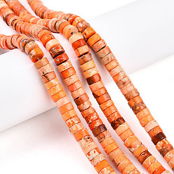 Темно-Оранжевый Натуральные имперские нитки из бисера яшмы, окрашенные, диск, Heishi бусы, темно-оранжевый, 6~6.5x2.5~3.5 мм, отверстие : 0.7 мм, около 122~124 шт / нитка, 15.35~15.75 дюйм (39~40 см)