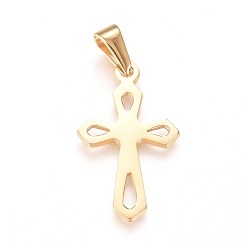 Золотой 304 подвески из нержавеющей стали, крестик, золотые, 28x16.5x1.5 мм, отверстие : 8 мм