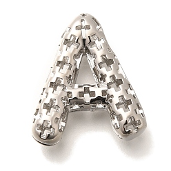 Letter A Латунные подвески, подвески с полыми буквами, стойки покрытие, долговечный, без кадмия и без свинца, буква a, 21.5x19x5.5 мм, отверстие : 5x2.7 мм