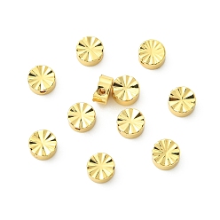 Real 18K Gold Plated SHEGRACE Brass Beads, Cadmium Free & Nickel Free & Lead Free, Textured Flat Round, Real 18K Gold Plated, 5.2x2.7mm, Hole: 0.6~1mm